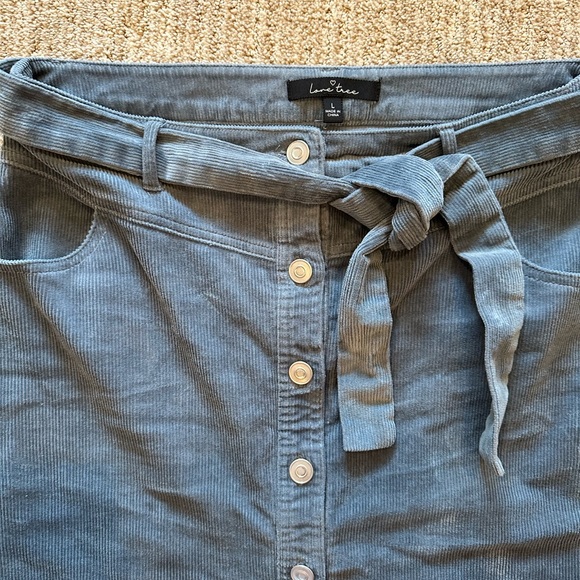 Blue velvet ribbed skirt - Picture 3 of 4